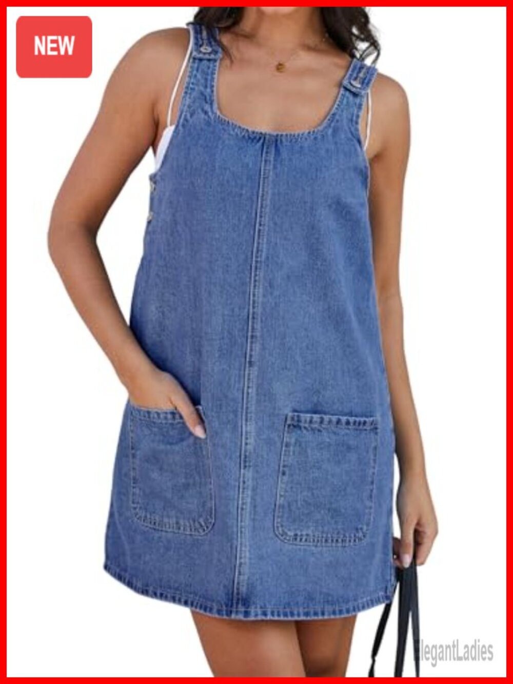 Denim Overall Dress Adjustable Strap Mini Pinafore Women